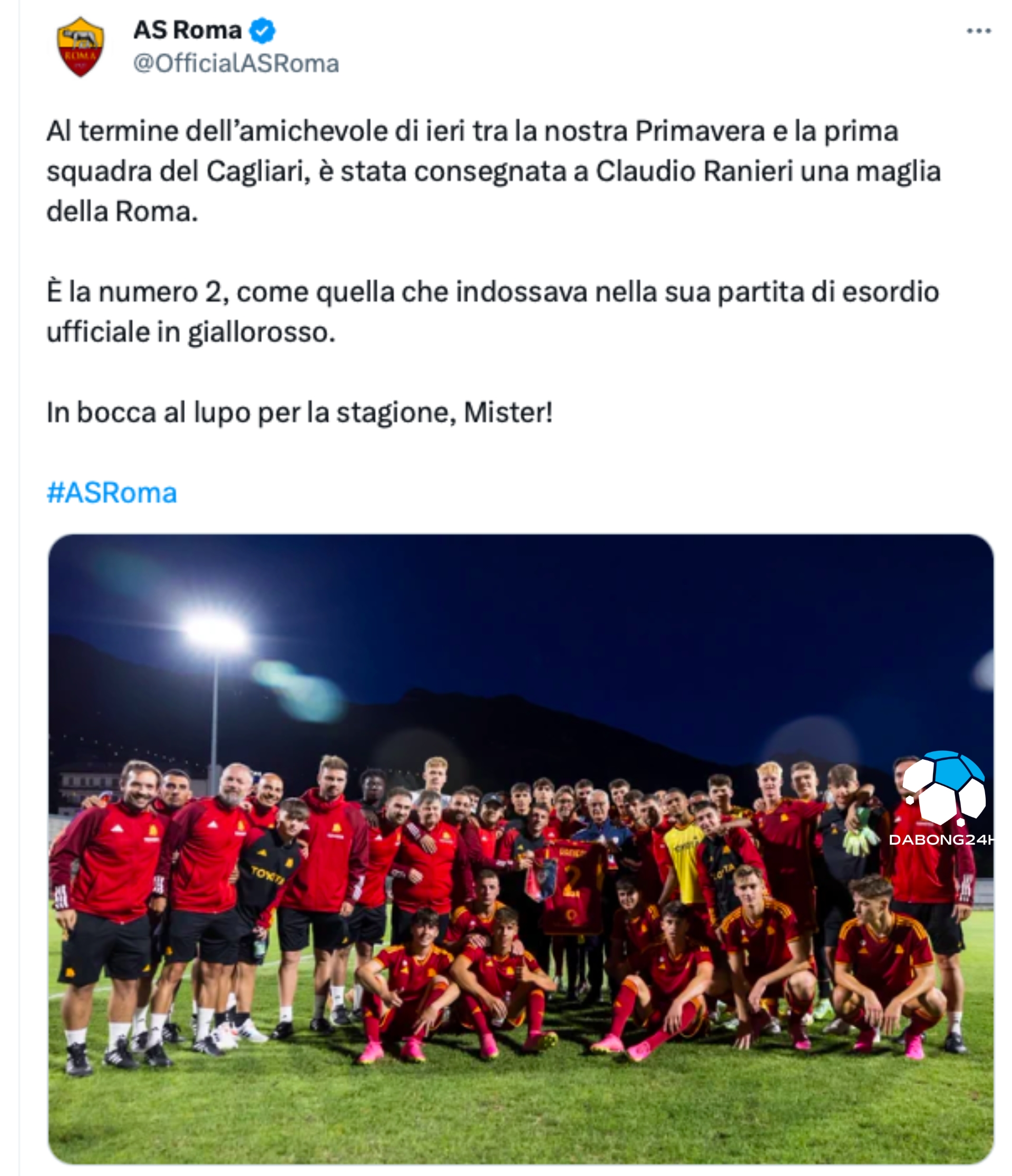 Áo đấu cho Ranieri: AS Roma tặng quà huấn luyện viên người Roma - 2