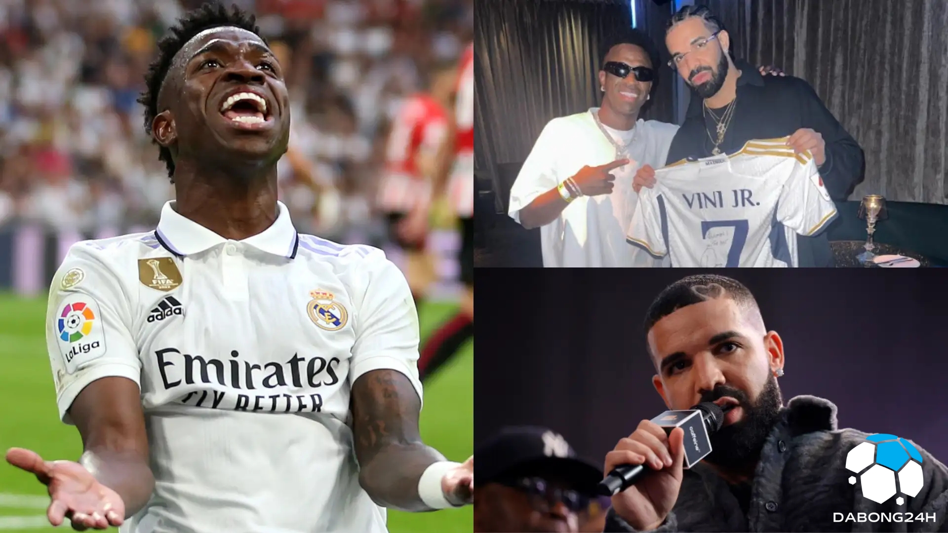 Lời nguyền Drake sắp đến? Vinicius Jr tặng chiếc áo Real Madrid của mình cho ca sĩ hip-hop "số 1"